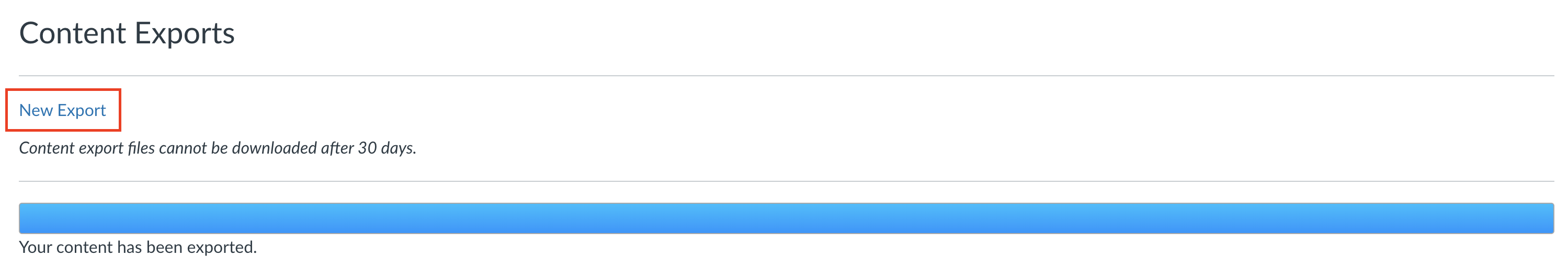 Downloading the exported file once it is ready.