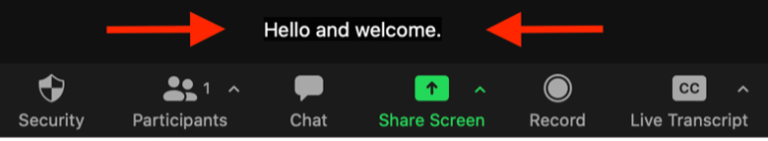 As you begin to speak, captions will appear at the bottom of your screen.