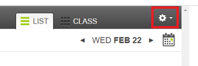 In the upper right-hand corner, there is a gear icon with two additional settings: