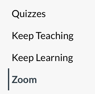Click Zoom in the course navigation menu in Webcourses@UCF.