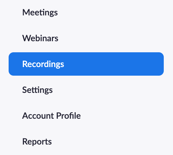 Click Recordings in the sidebar.