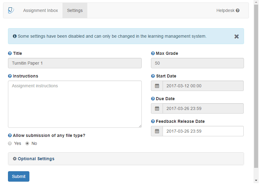 main settings