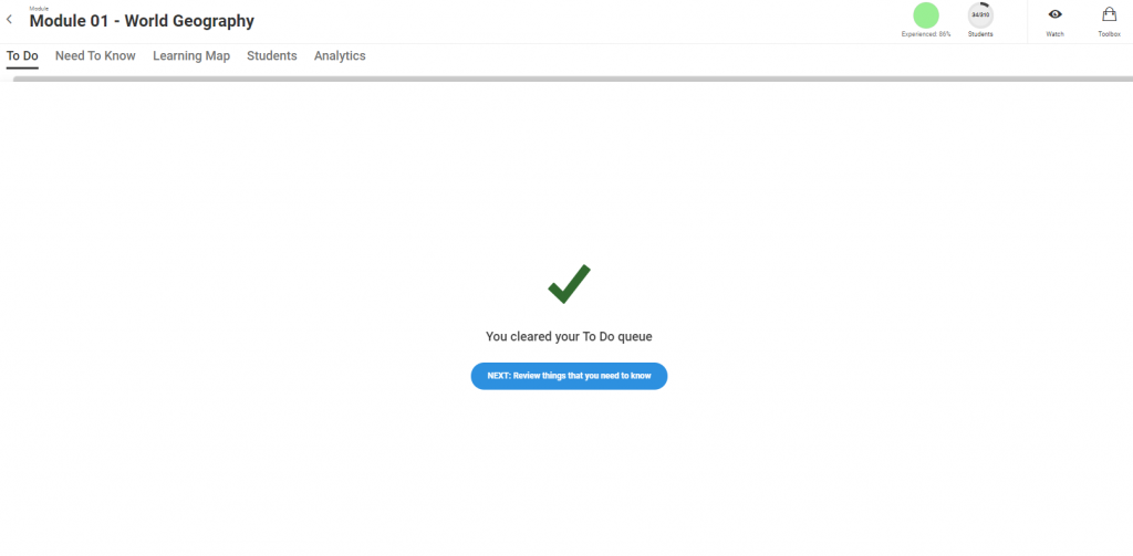 The Queried Question will be considered resolved, and it should no longer appear in the list in the To Do tab. 