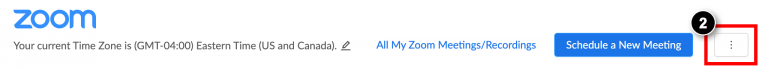 Click the triple dotted button next to Schedule a New Meeting. Click Import Meeting (2).