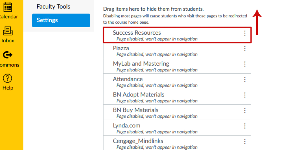 Adding Success Resources to Course Navigation