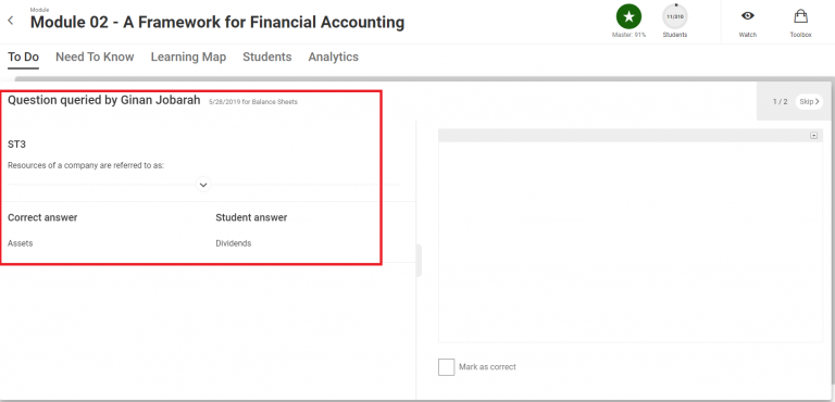 If there are items in the To Do tab for an assignment or module, then this tab will be selected by default upon entering the Instructor View from Canvas instead of the Learning Map. 