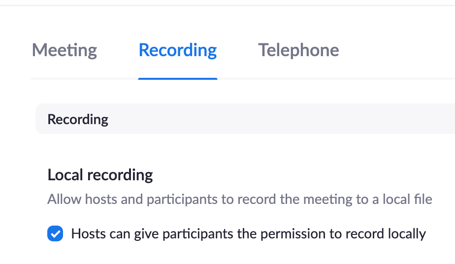 Select Recording at the top.