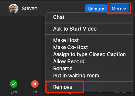 Click Remove in the dropdown menu that appears.