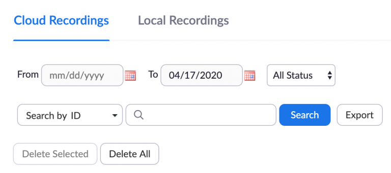 Select Cloud Recordings at the top.