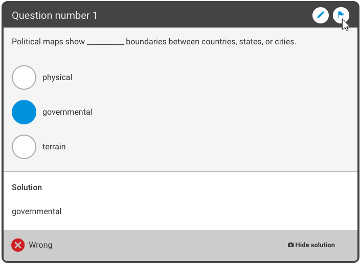 f after being marked incorrect on a question you believe your answer was correct, click the flag icon in the upper right of the question to mark it for manual review. 