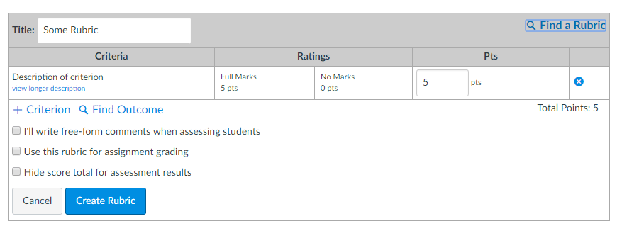 Rubric Settings
