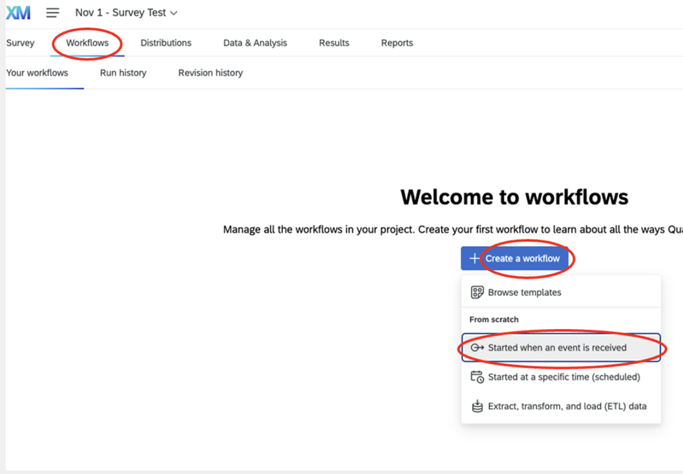 Qualtrics Create New Workflow
