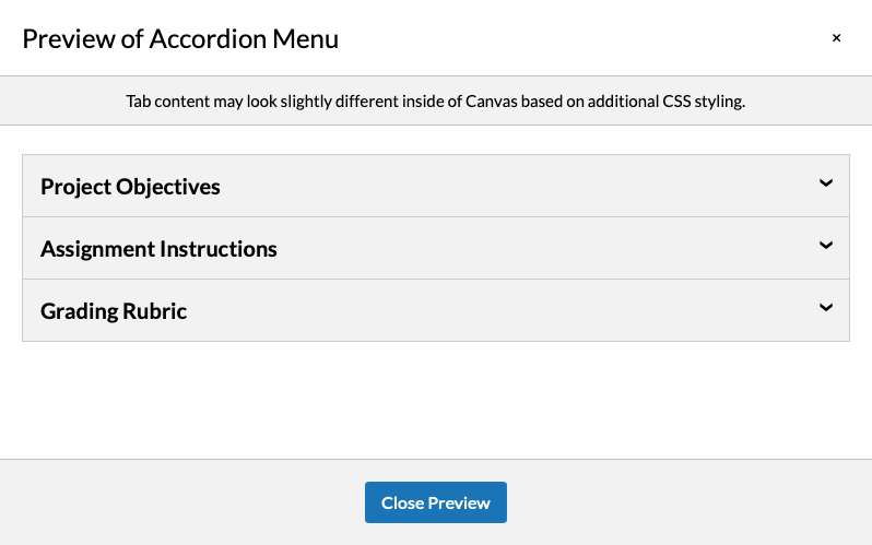 Accordion Menu Preview
