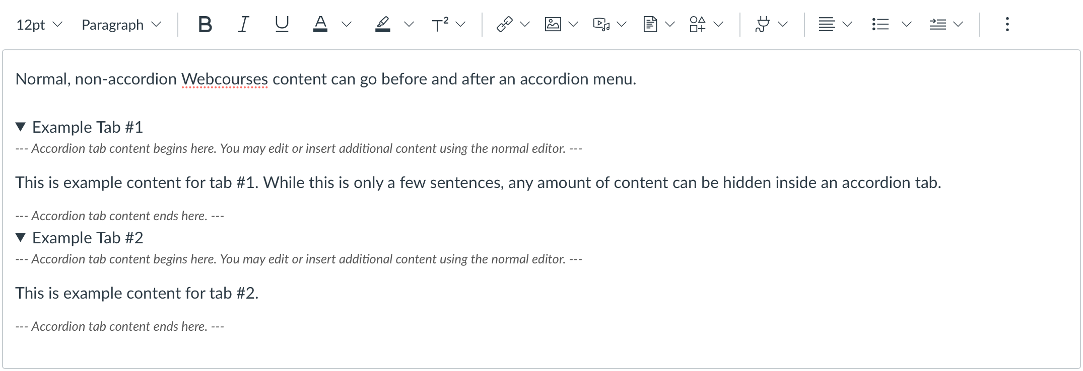 Accordion Menu in Webcourses Editor