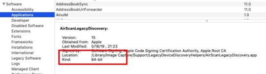 checking for 64 bit Apps on macOS Catalina