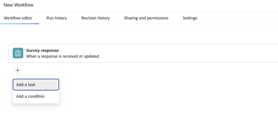Qualtrics Add Workflow Task