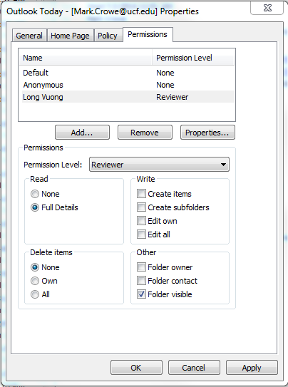 Setting Permission levels