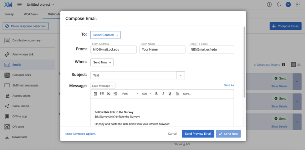 Qualtrics Compose Email