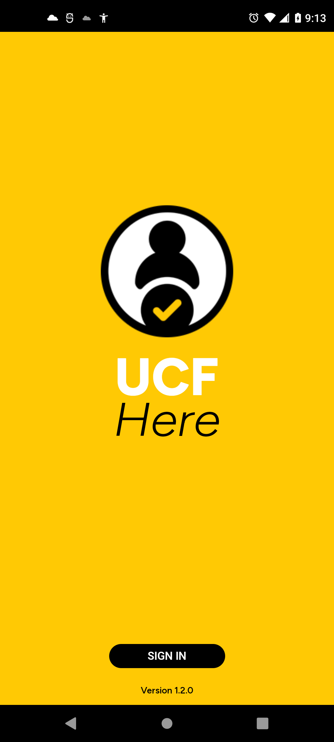 UCF Here Welcome Screen